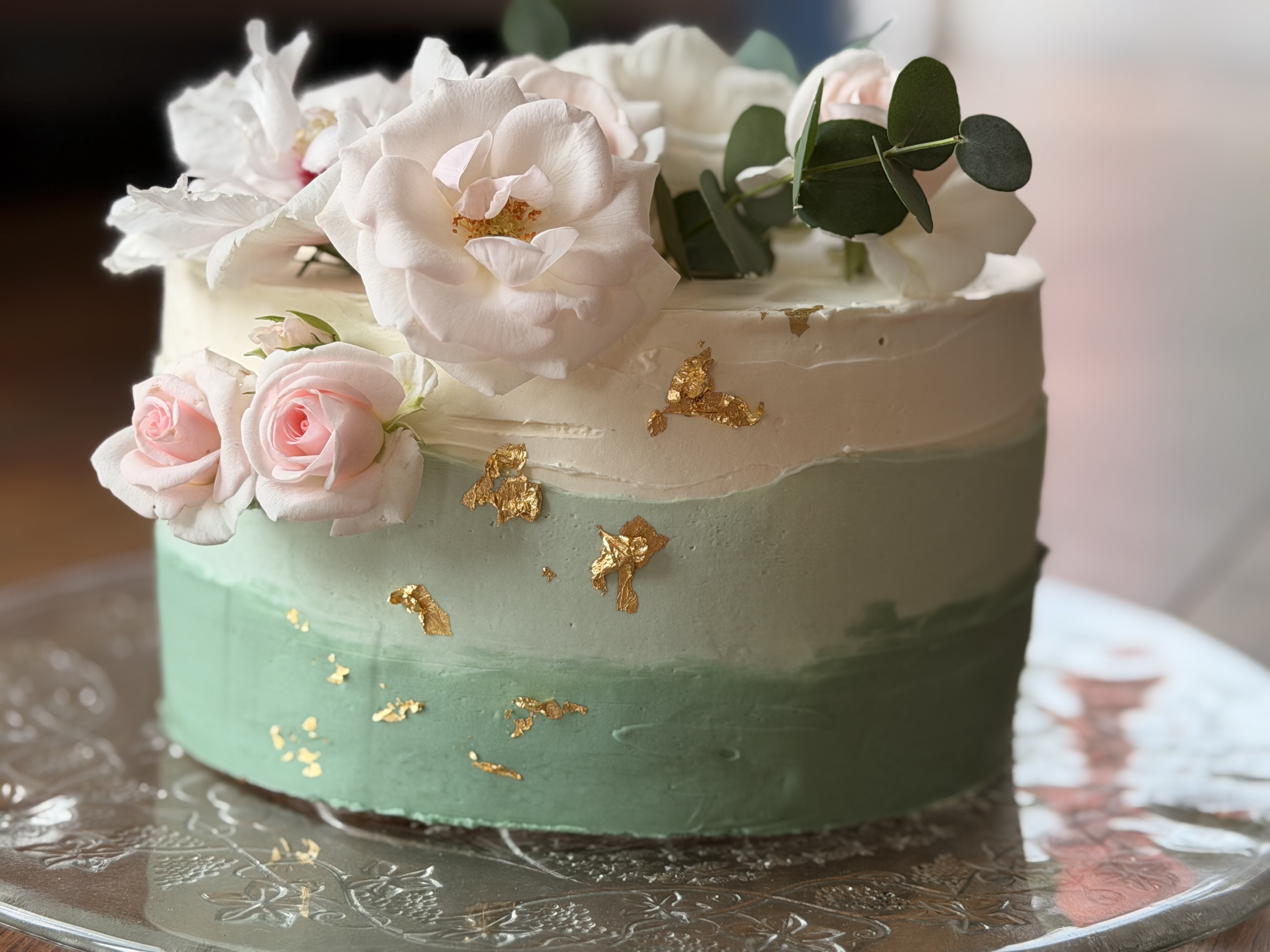 Grün trifft Rosen